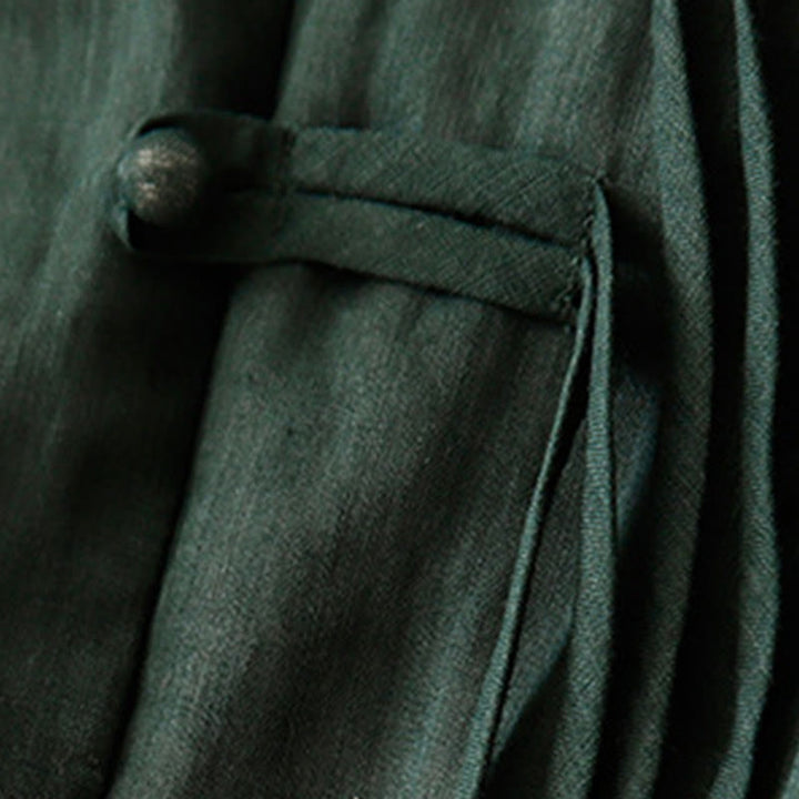 Cardigan in lino e cotone con maniche a mezza campana e scollo a V da donna, casual, motivo Buddha Stones