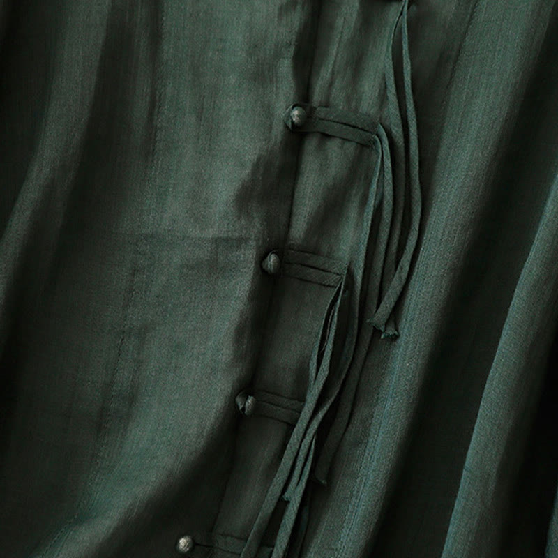 Cardigan in lino e cotone con maniche a mezza campana e scollo a V da donna, casual, motivo Buddha Stones