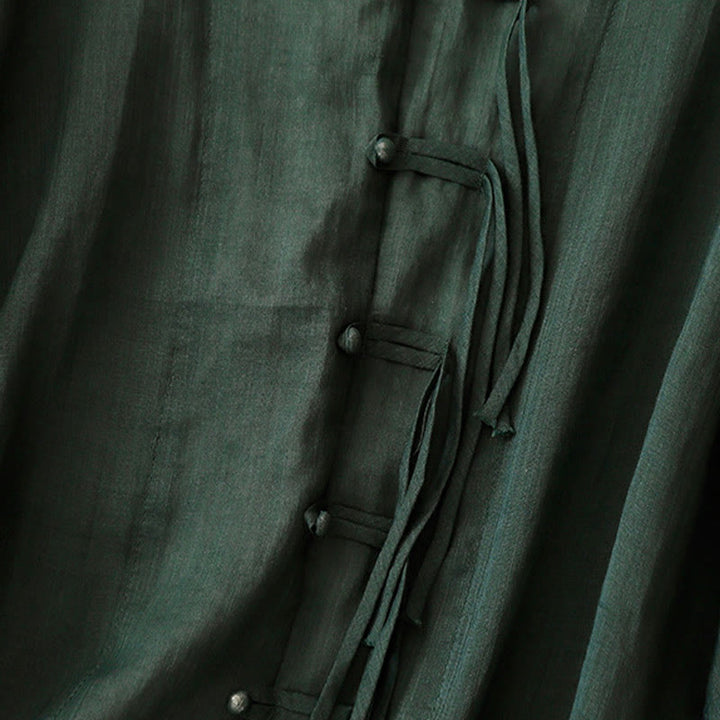 Cardigan in lino e cotone con maniche a mezza campana e scollo a V da donna, casual, motivo Buddha Stones