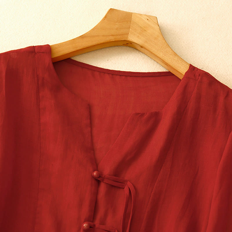 Cardigan in lino e cotone con maniche a mezza campana e scollo a V da donna, casual, motivo Buddha Stones