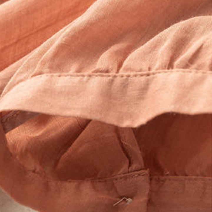 Camicia da donna in cotone a mezza manica con scollo a V e ricamo floreale casual Buddha Stones