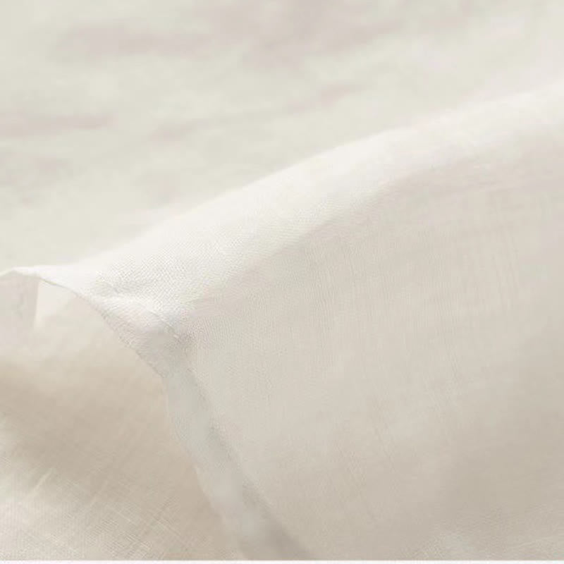 Camicia da donna in cotone a mezza manica con scollo a V e ricamo floreale casual Buddha Stones