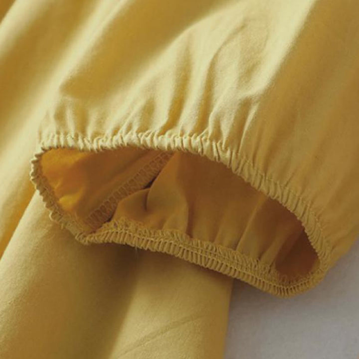 Camicia da donna in cotone e lino con maniche corte, modello Buddha Stones, casual, tinta unita, con bottoni a rana - image 6