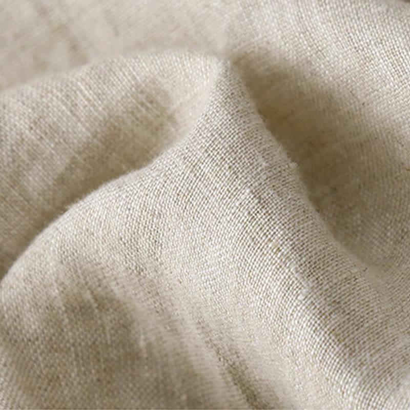 Maglietta da donna in cotone e lino con scollo a giro e coulisse, casual, con ricamo Buddha Stones Tree