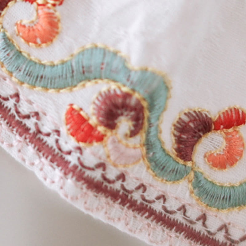 Camicia da donna in cotone e lino con maniche a tre quarti, modello girocollo, in jacquard casual con bottoni a rana e motivo Buddha Stones - image 7