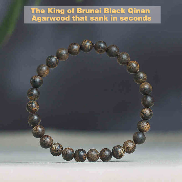 Bracciale con Buddha Stones raro Brunei nero Qinan Agarwood Peace Strength