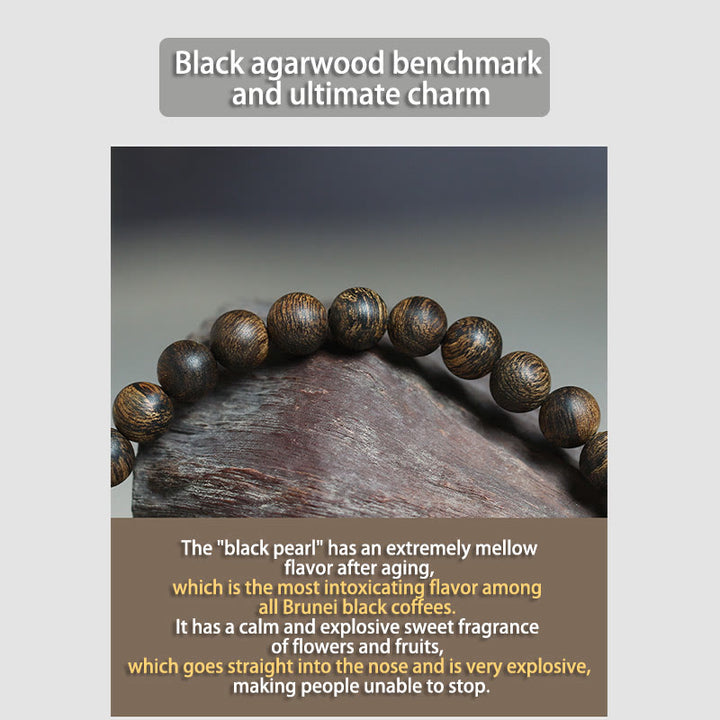 Bracciale con Buddha Stones raro Brunei nero Qinan Agarwood Peace Strength