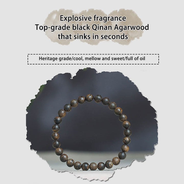 Bracciale con Buddha Stones raro Brunei nero Qinan Agarwood Peace Strength
