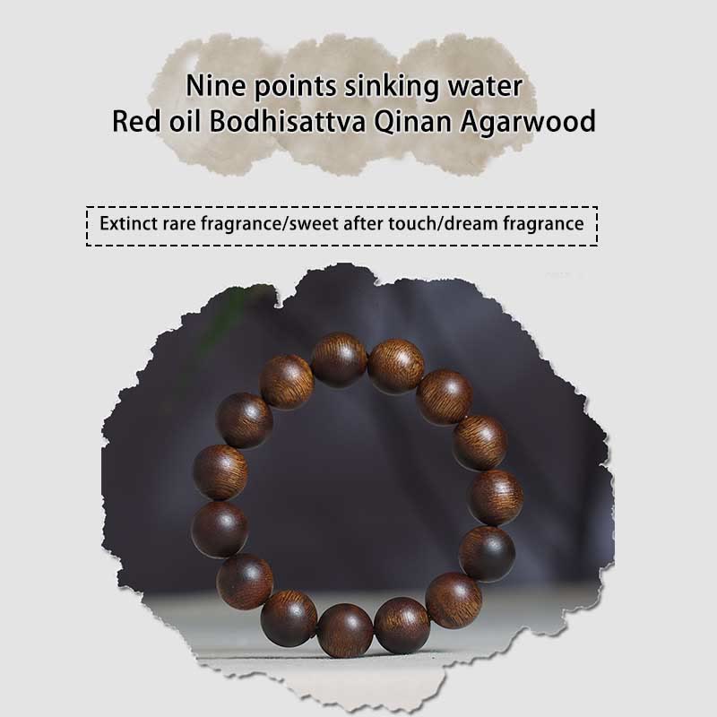 Buddha Stones Cambogia Qinan Agarwood Braccialetto di equilibrio dell'acqua che affonda a nove punti