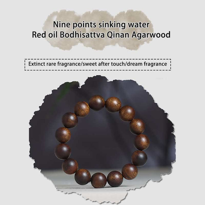 Buddha Stones Cambogia Qinan Agarwood Braccialetto di equilibrio dell'acqua che affonda a nove punti