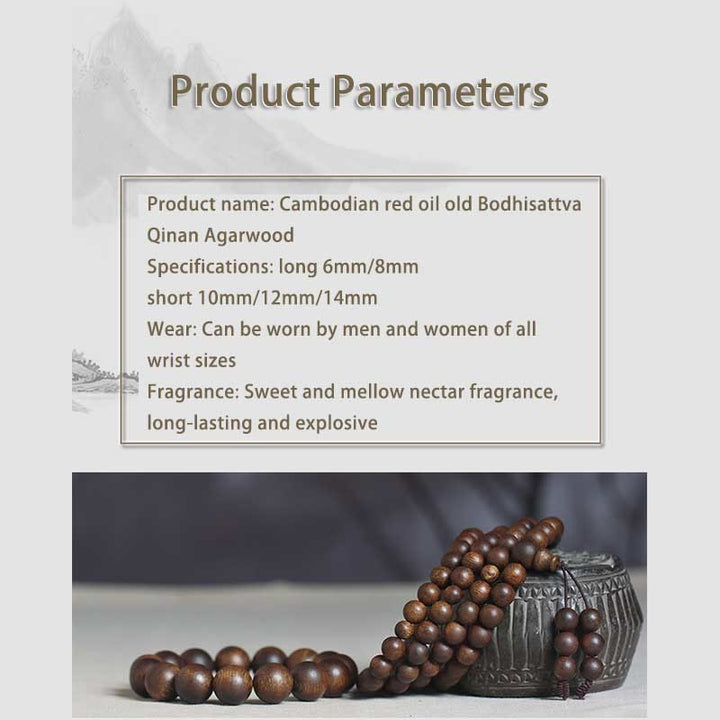 Buddha Stones Cambogia Qinan Agarwood Braccialetto di equilibrio dell'acqua che affonda a nove punti