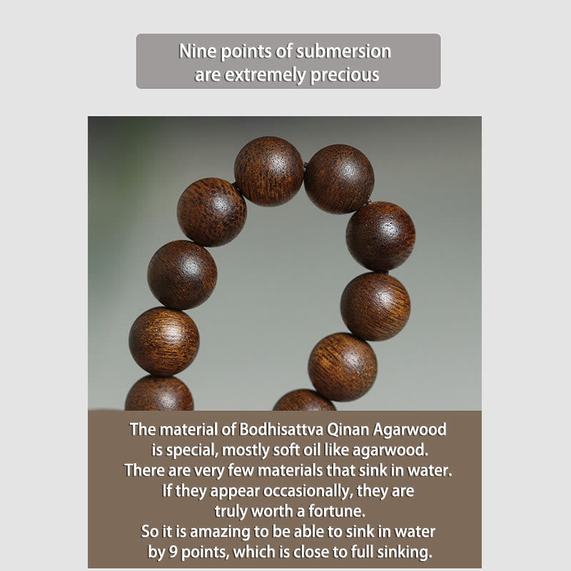 Buddha Stones Cambogia Qinan Agarwood Braccialetto di equilibrio dell'acqua che affonda a nove punti