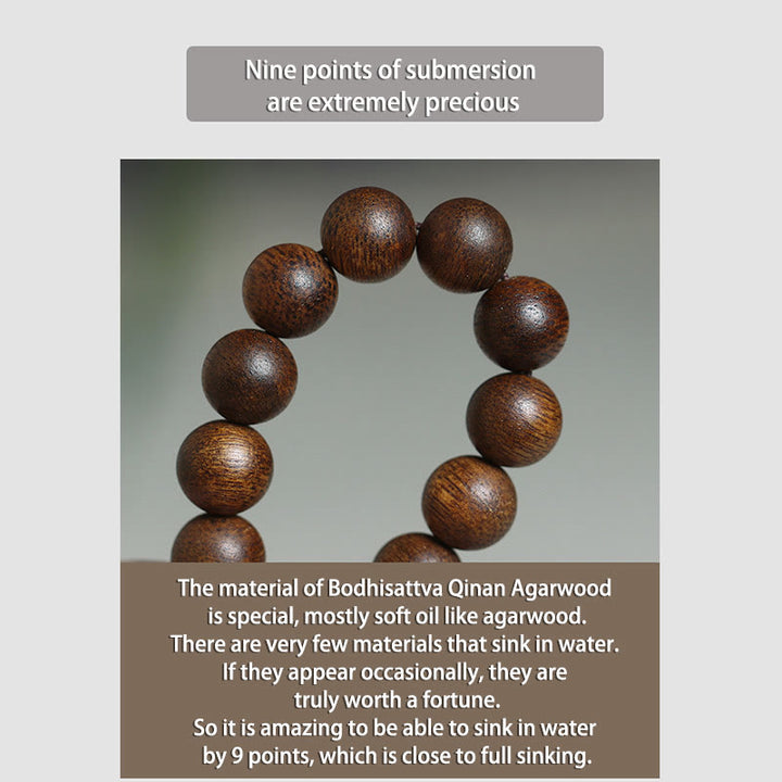 Buddha Stones Cambogia Qinan Agarwood Braccialetto di equilibrio dell'acqua che affonda a nove punti