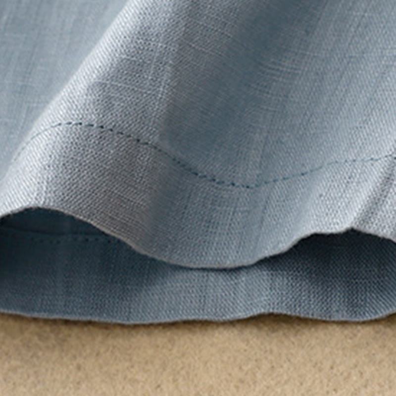 Abito midi in lino e cotone con maniche corte, casual, semplice, girocollo, allacciato, con tasche, Buddha Stones - image 12