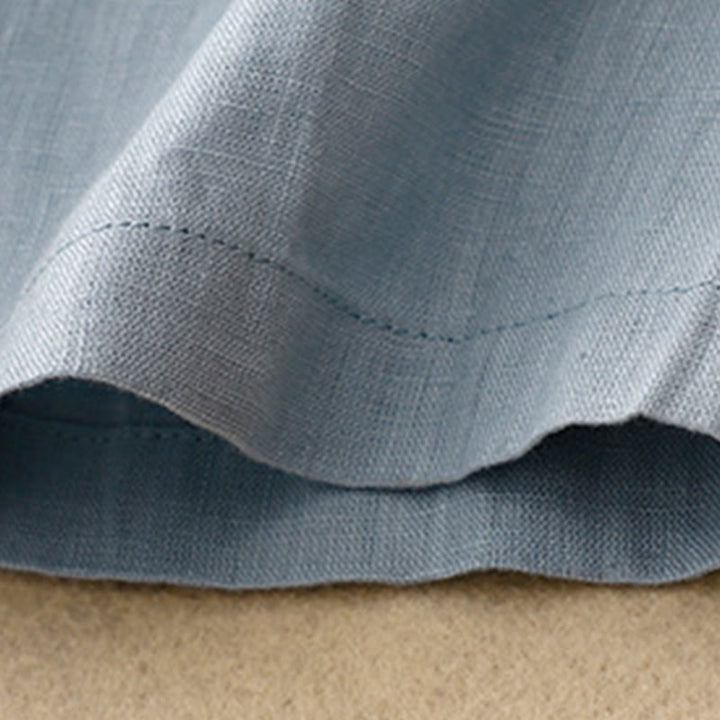 Abito midi in lino e cotone con maniche corte, casual, semplice, girocollo, allacciato, con tasche, Buddha Stones - image 12