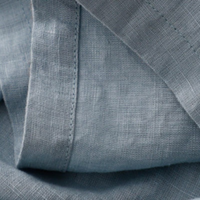 Abito midi in lino e cotone con maniche corte, casual, semplice, girocollo, allacciato, con tasche, Buddha Stones - image 14