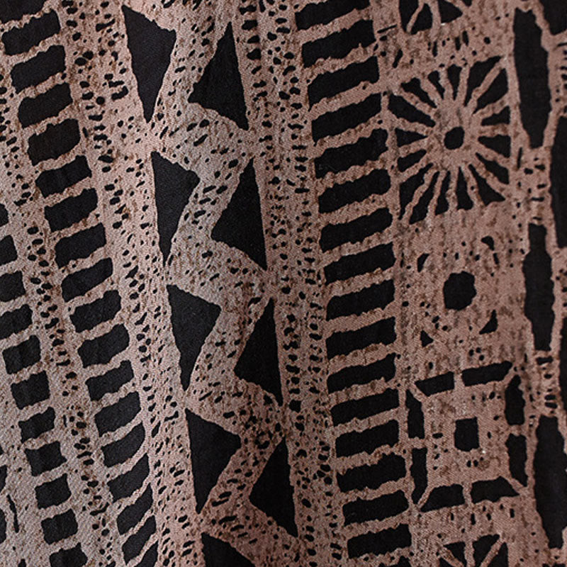 Abito midi casual con stampa Buddha Stones, scollo a V, mezza manica, tasche, in lino e cotone, ampio e tinto - image 11