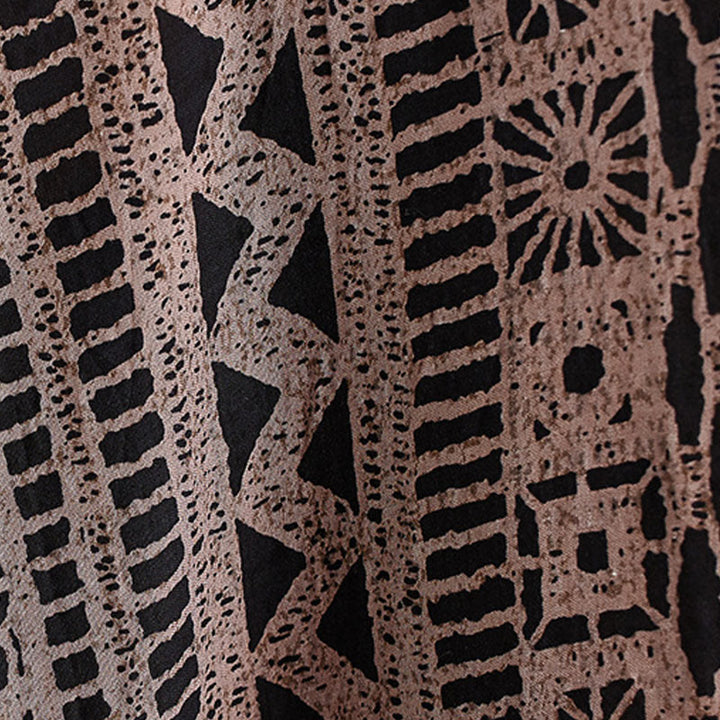 Abito midi casual con stampa Buddha Stones, scollo a V, mezza manica, tasche, in lino e cotone, ampio e tinto - image 11