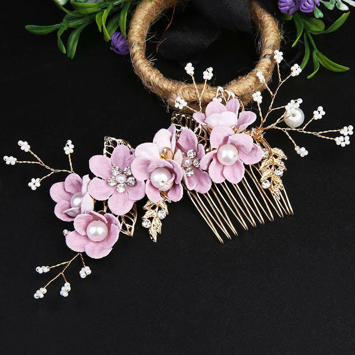 Set di pettini per capelli con forcina e fiore in foglia d'oro fatti a mano, 4 pezzi, Buddha Stones