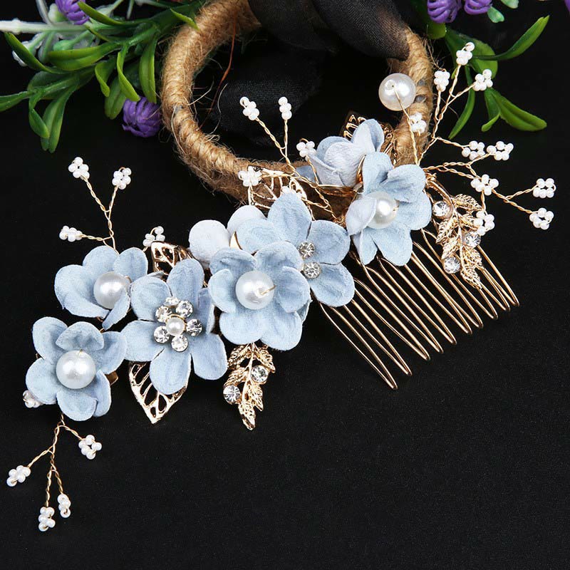 Set di pettini per capelli con forcina e fiore in foglia d'oro fatti a mano, 4 pezzi, Buddha Stones