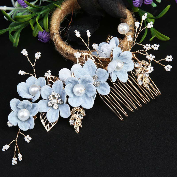 Set di pettini per capelli con forcina e fiore in foglia d'oro fatti a mano, 4 pezzi, Buddha Stones