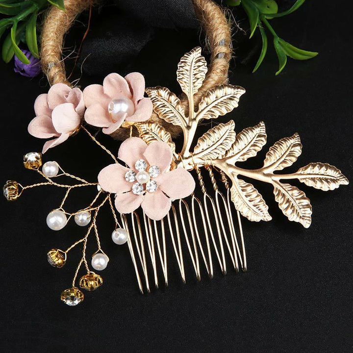 Set di pettini per capelli con forcina e fiore in foglia d'oro fatti a mano, 4 pezzi, Buddha Stones