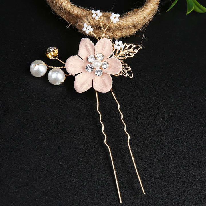 Set di pettini per capelli con forcina e fiore in foglia d'oro fatti a mano, 4 pezzi, Buddha Stones