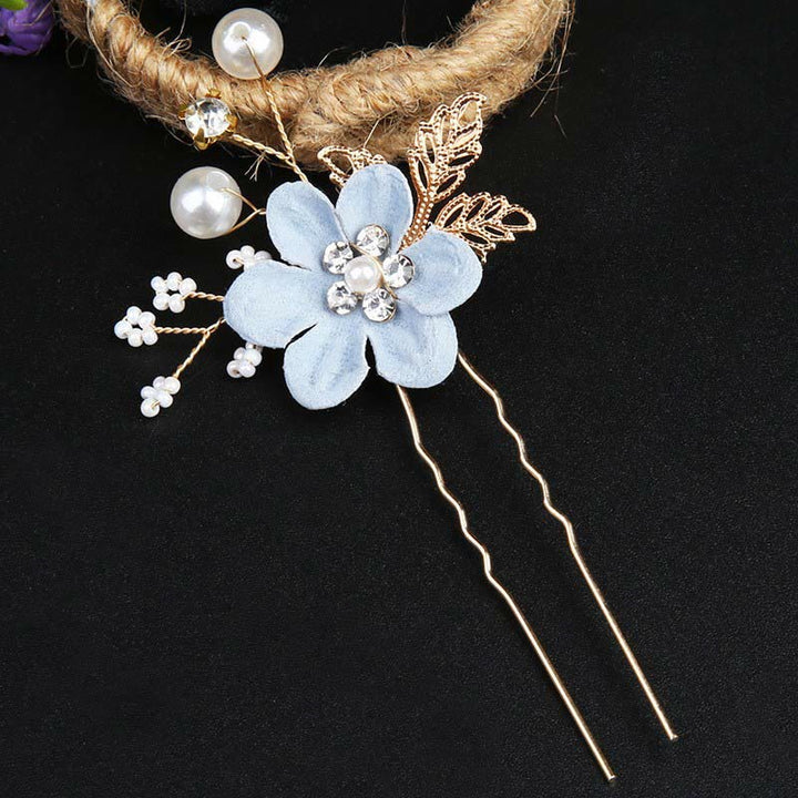 Set di pettini per capelli con forcina e fiore in foglia d'oro fatti a mano, 4 pezzi, Buddha Stones