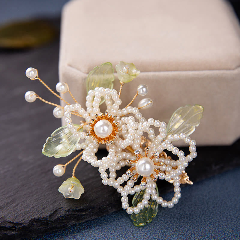 Fermaglio per capelli con nappa a forma di foglia e fiore in stile retrò Buddha Stones