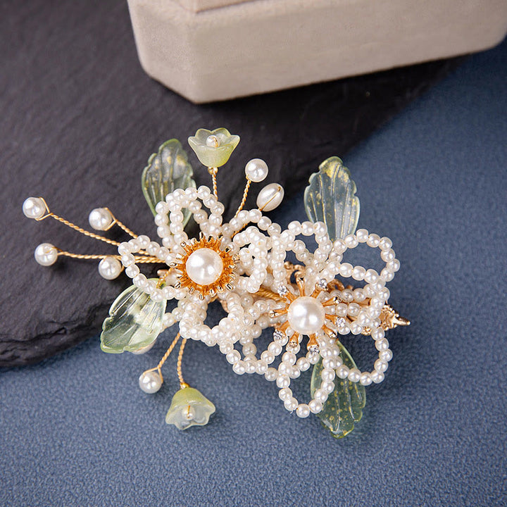 Fermaglio per capelli con nappa a forma di foglia e fiore in stile retrò Buddha Stones