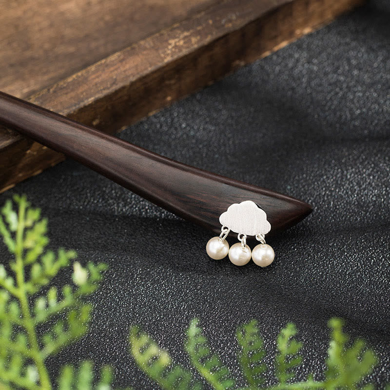 Buddha Stones 925 Fermaglio per capelli in argento sterling con nuvola d'ebano - Forcina per capelli Cloud Ebony - image 0