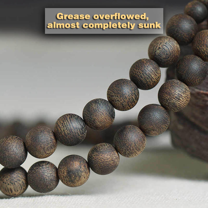 Buddha Stones Nha Trang 108 perline Mala 8 mm braccialetto della pace bianco Qinan Vietnam Agarwood