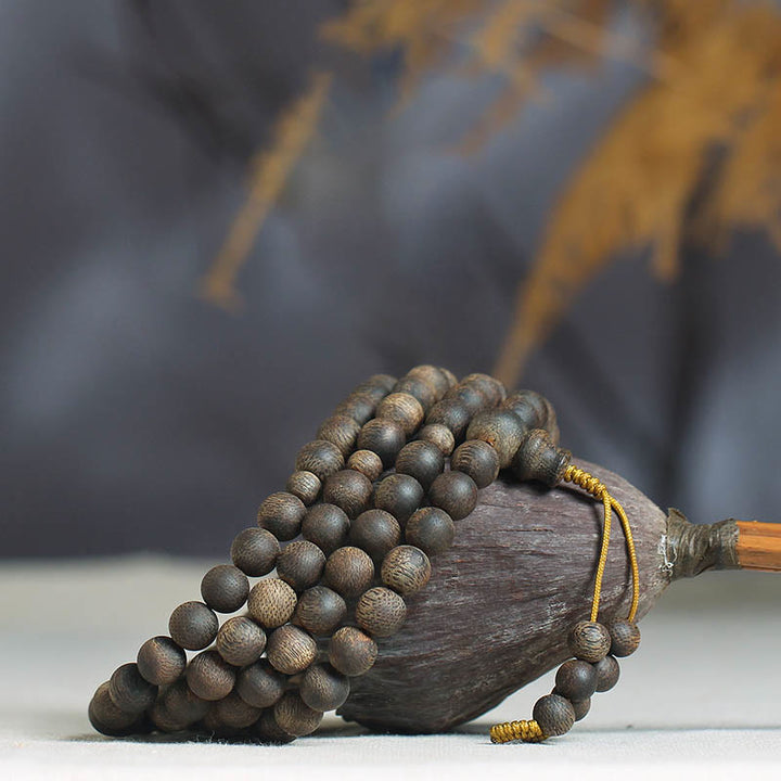 Buddha Stones Nha Trang 108 perline Mala 8 mm braccialetto della pace bianco Qinan Vietnam Agarwood