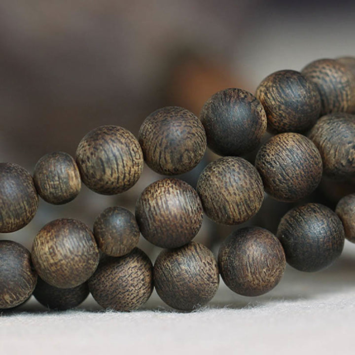 Buddha Stones Nha Trang 108 perline Mala 8 mm braccialetto della pace bianco Qinan Vietnam Agarwood