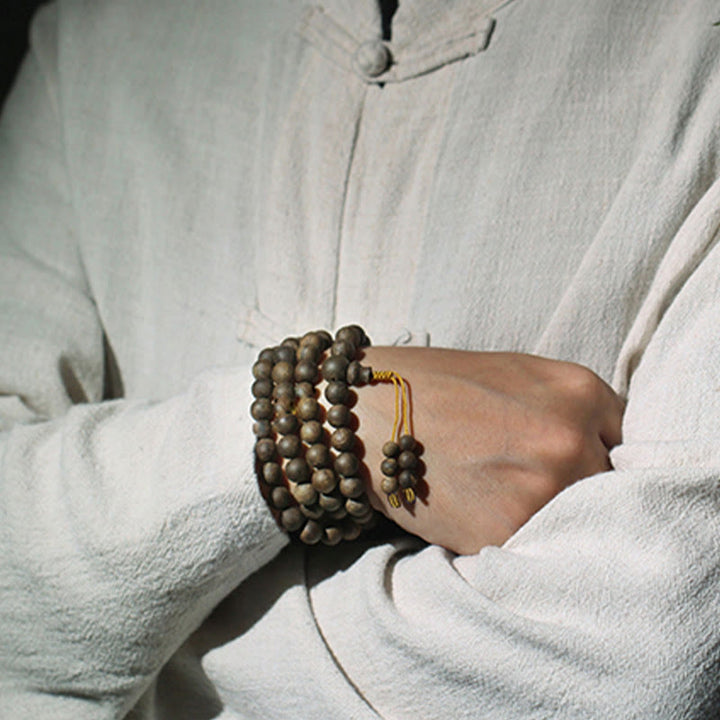 Buddha Stones Nha Trang 108 perline Mala 8 mm braccialetto della pace bianco Qinan Vietnam Agarwood