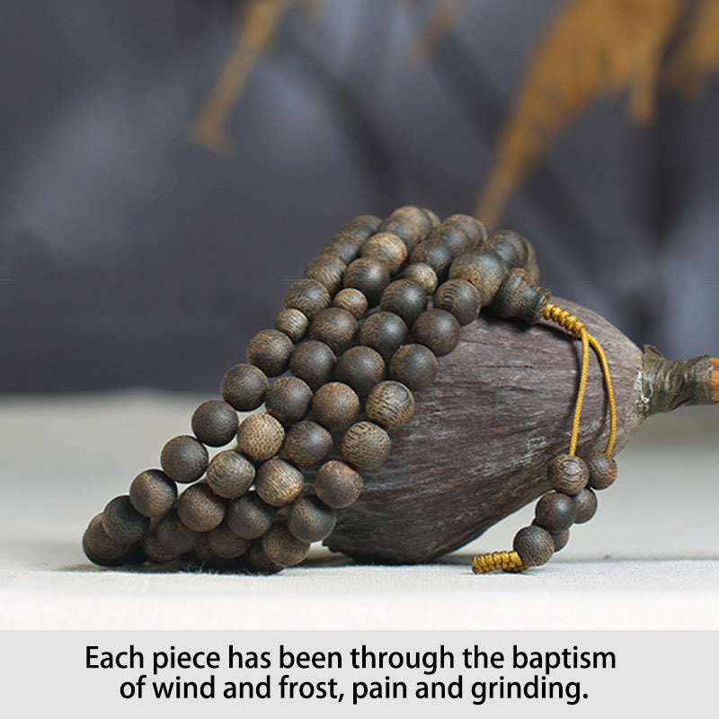 Buddha Stones Nha Trang 108 perline Mala 8 mm braccialetto della pace bianco Qinan Vietnam Agarwood