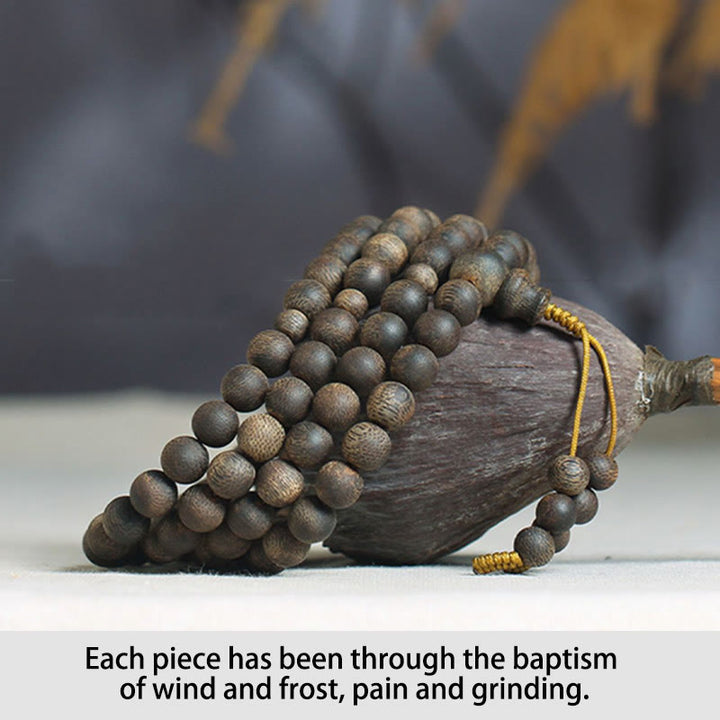 Buddha Stones Nha Trang 108 perline Mala 8 mm braccialetto della pace bianco Qinan Vietnam Agarwood