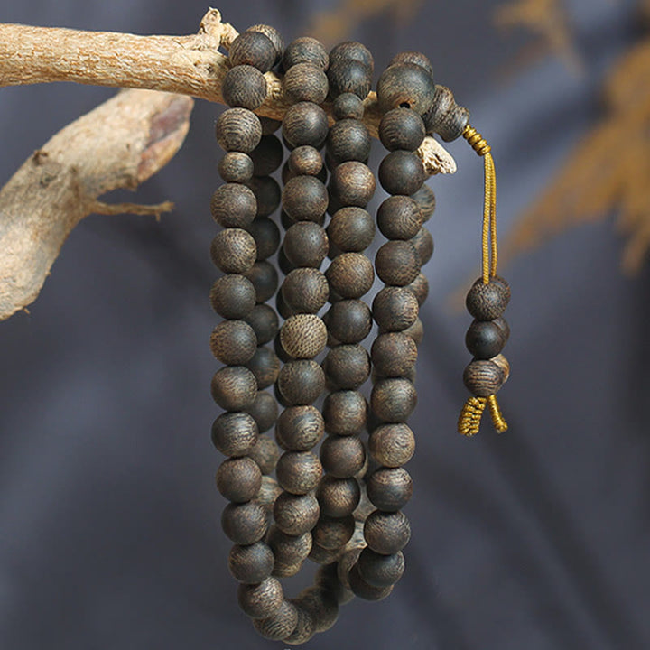 Buddha Stones Nha Trang 108 perline Mala 8 mm braccialetto della pace bianco Qinan Vietnam Agarwood