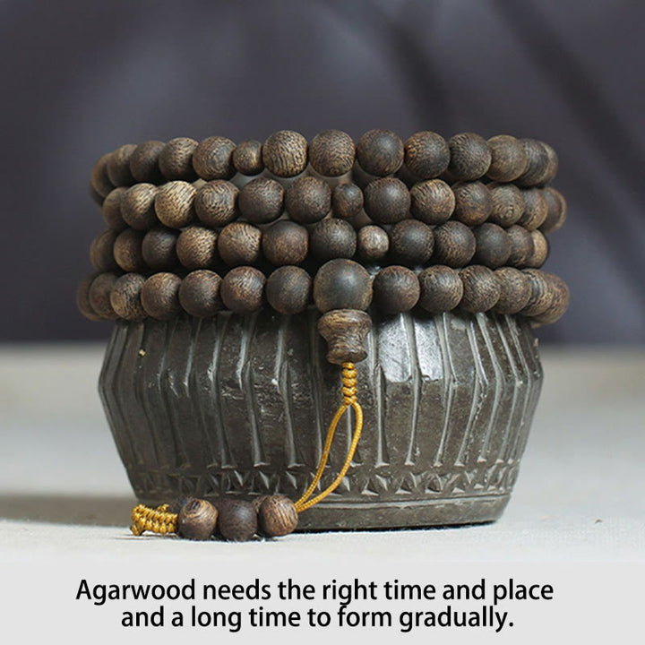 Buddha Stones Nha Trang 108 perline Mala 8 mm braccialetto della pace bianco Qinan Vietnam Agarwood