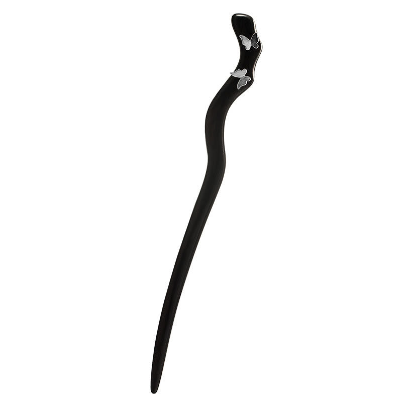 Buddha Stones 925 Sterling Silver Classico Stile Cinese Ebano Farfalla Relax Forcina - image 6