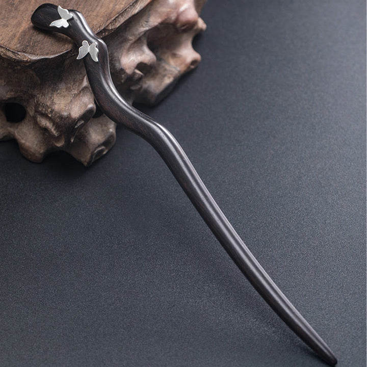 Buddha Stones 925 Sterling Silver Classico Stile Cinese Ebano Farfalla Relax Forcina - image 3