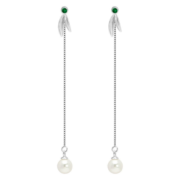 Buddha Stones pendenti con protezione in argento sterling 925, zirconi, perle e foglie di bambù
