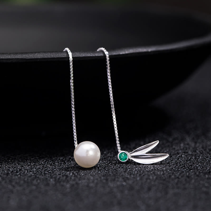 Buddha Stones pendenti con protezione in argento sterling 925, zirconi, perle e foglie di bambù - image 5