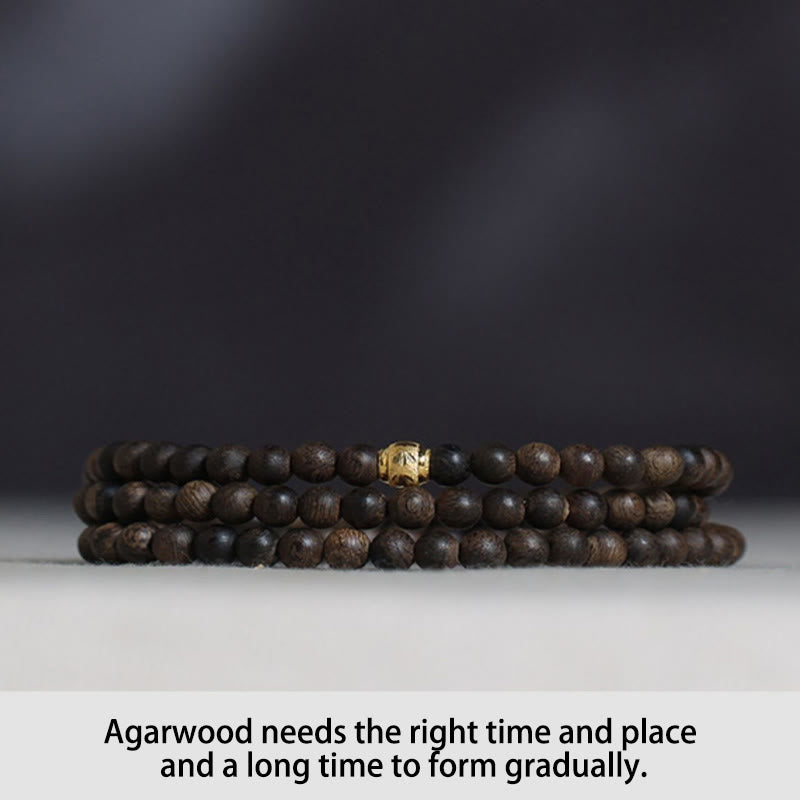 Buddha Stones 108 Mala Beads 999 Gold Bead Raro 5mm Brunei Nero Qinan Agarwood Bracciale Forza della Pace