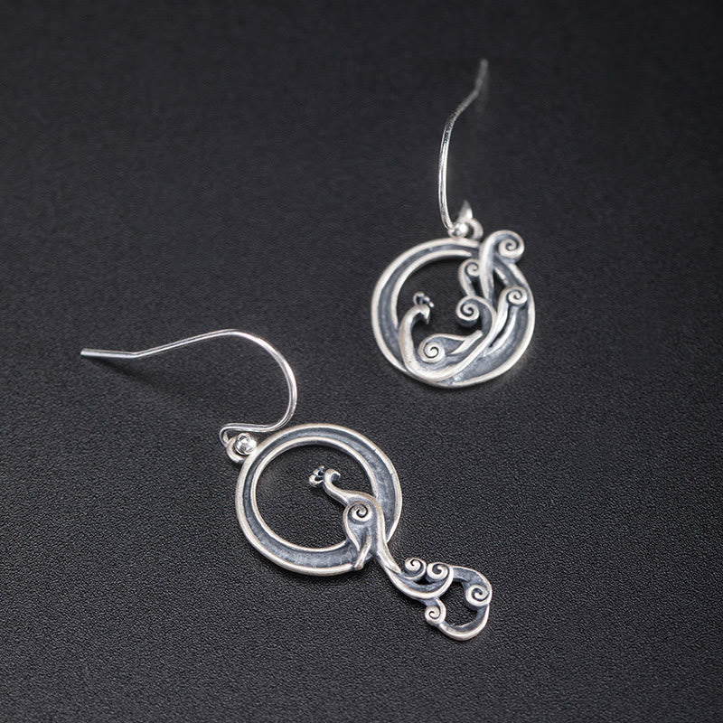 Buddha Stones 925 Sterling Silver Round Asimmetry Peacock Fortune