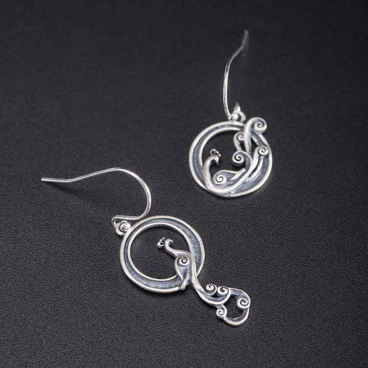 Buddha Stones 925 Sterling Silver Round Asimmetry Peacock Fortune