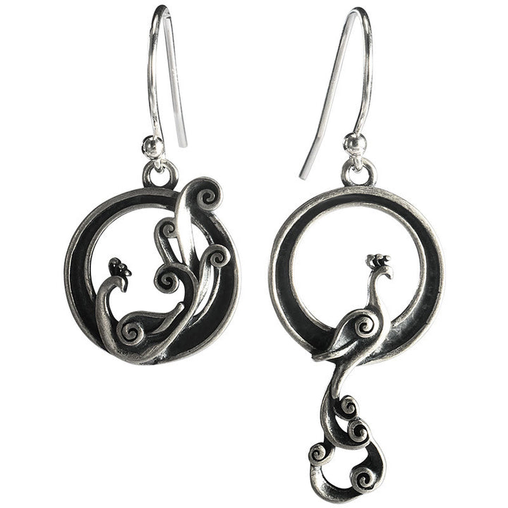 Buddha Stones 925 Sterling Silver Round Asimmetry Peacock Fortune