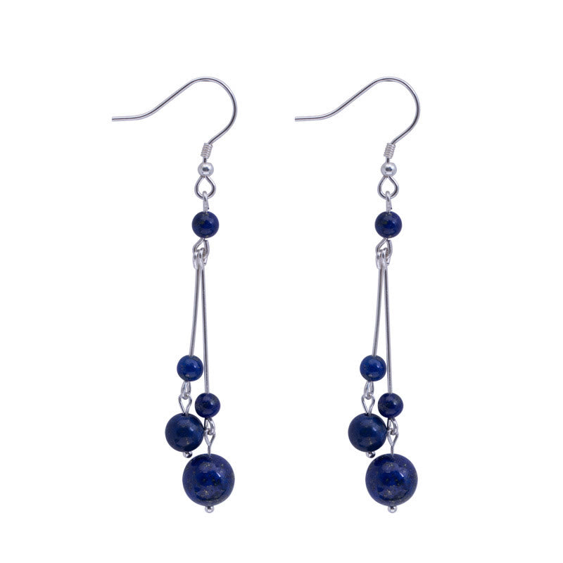 Orecchini pendenti Serenity in argento sterling 925 con perle di lazurite e pietre Buddha Stones