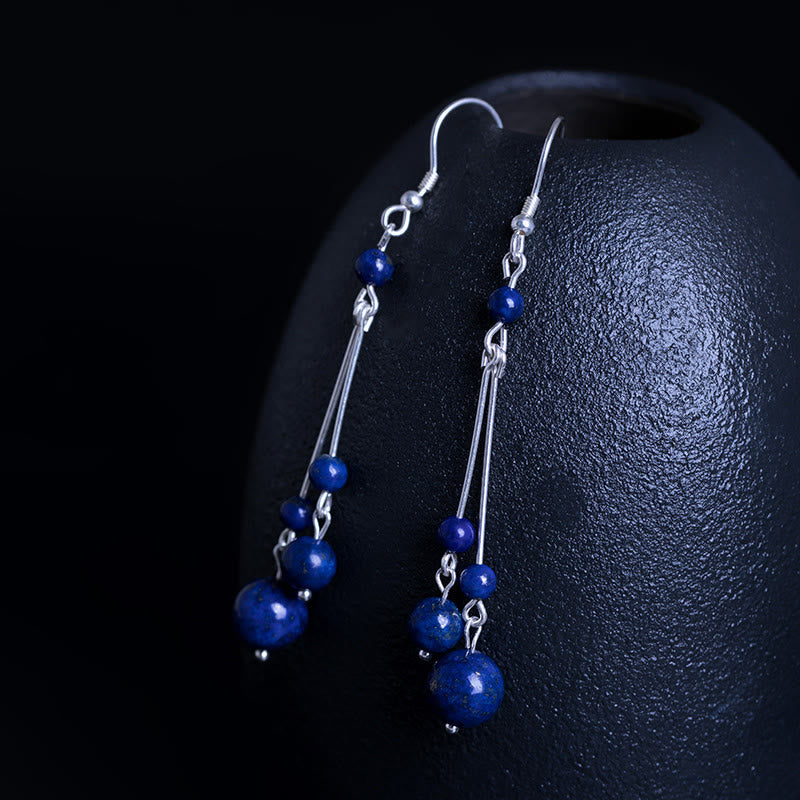 Orecchini pendenti Serenity in argento sterling 925 con perle di lazurite e pietre Buddha Stones
