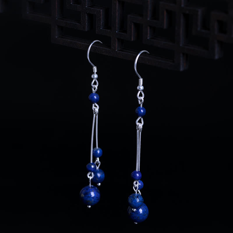 Orecchini pendenti Serenity in argento sterling 925 con perle di lazurite e pietre Buddha Stones